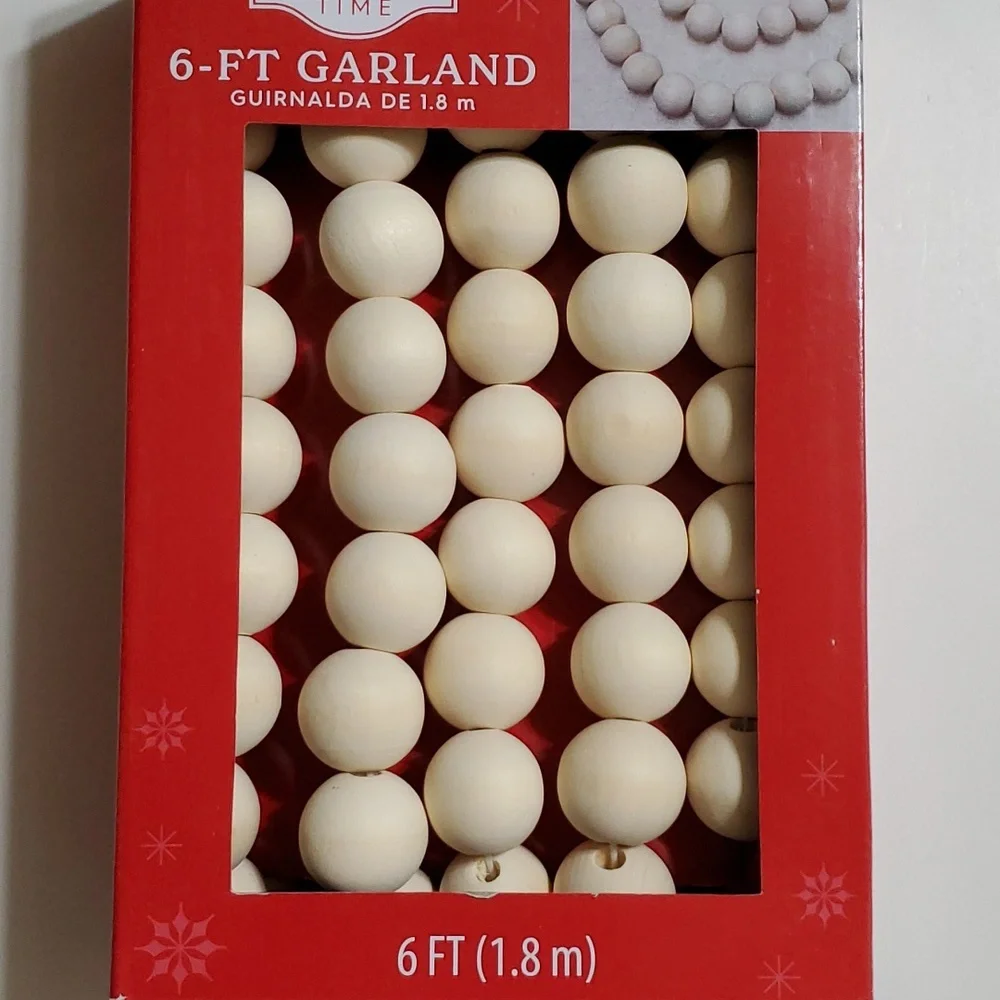Garland Wood Bead Natural Christmas Tree Garland